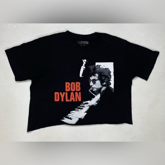 Bob Dylan Crop Graphic T-shirt Women Small Black Short Sleeve Music - Picture 1 of 4